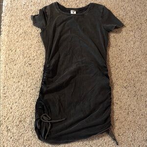 PINK Victoria's Secret Black Short Sleeve Side-Ruched Dress